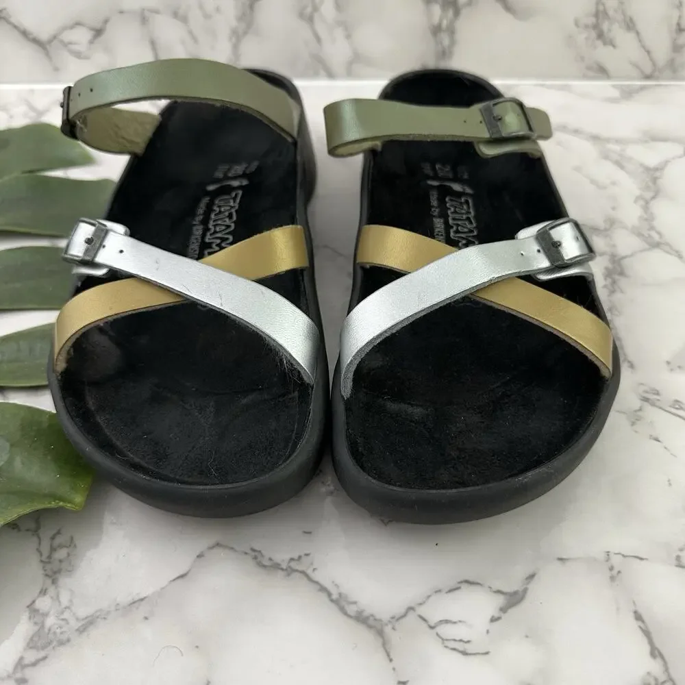 Tatami by Birkenstock Womens Sandals Size 9 Metallic Gold Silver Straps